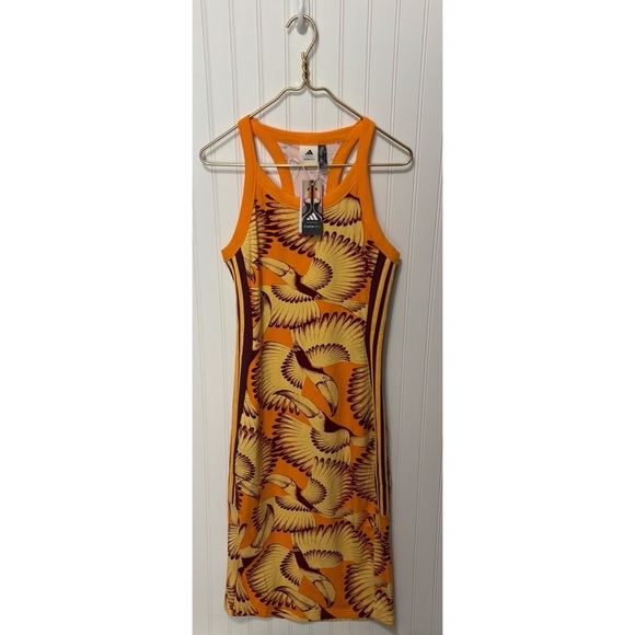 FARM Rio Dresses & Skirts - adidas X FARM RIO Orange Toucan Tropical Premium Dress Womens Size Medium NEW